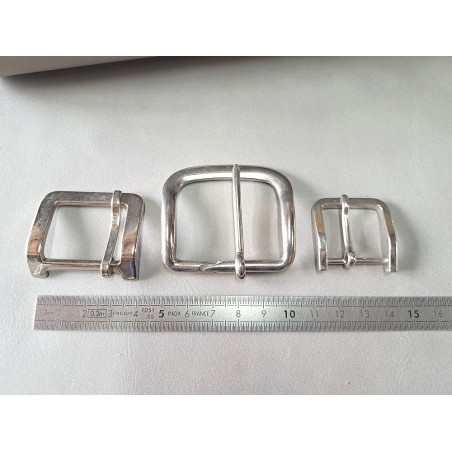 LOT de 3 boucles de ceinture - J - Nickelé - 25mm / 30mm / 40mm