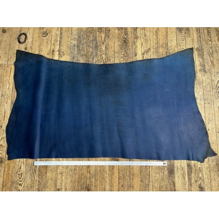 Croûte de cuir de vache tannage végétal cirée – BLEU OCEAN - Cuir en Stock