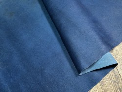 Croûte de cuir de vache tannage végétal cirée – BLEU OCEAN - Cuir en Stock