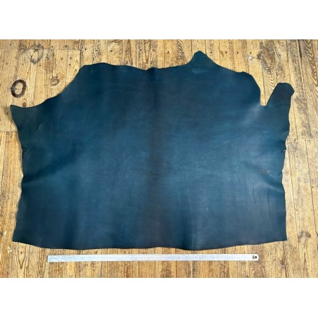 Croûte de cuir de vache tannage végétal cirée – BLEU LAGON - Cuir en Stock