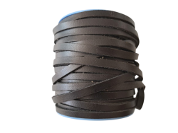 Lacet en cuir plat épais - 5mm - Noir - Cuir en Stock