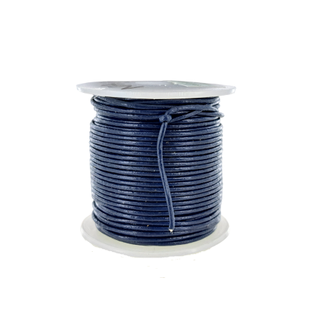 Lacet de cuir rond - Bleu marine - accessoire ou bijou - Cuir en Stock
