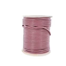 Lacet de cuir rond - Vieux rose - accessoire ou bijou - Cuir en Stock
