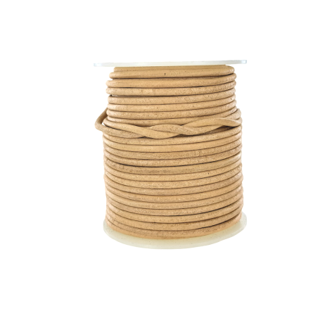 Lacet de cuir rond - Naturel - accessoire ou bijou - Cuir en Stock