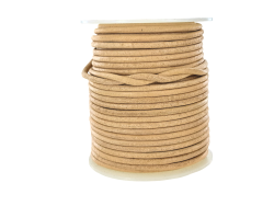 Lacet de cuir rond - Naturel - accessoire ou bijou - Cuir en Stock