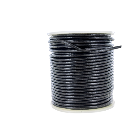 Lacet de cuir rond - Noir - accessoire - Cuir en Stock