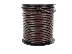 Lacet de cuir rond - Brun foncé - accessoire ou bijou - Cuir en Stock