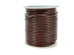 Lacet de cuir rond - Brun - accessoire ou bijou - Cuir en Stock
