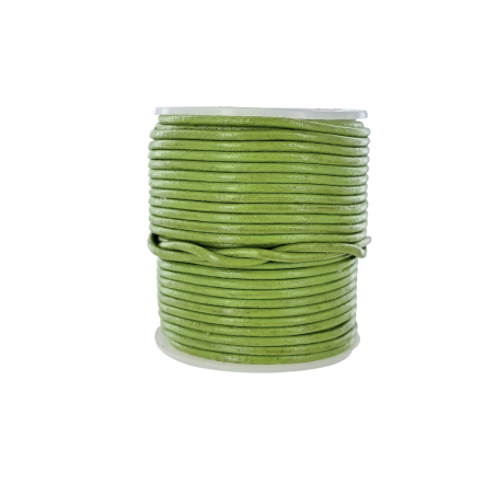 Lacet de cuir rond - Vert - accessoire ou bijou - Cuir en Stock