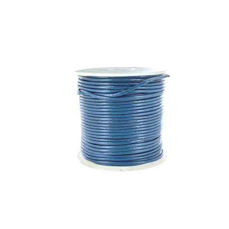 Lacet de cuir rond - Bleu - accessoire ou bijou - Cuir en Stock