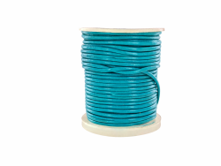 Lacet de cuir rond - Bleu turquoise - Cuir en Stock
