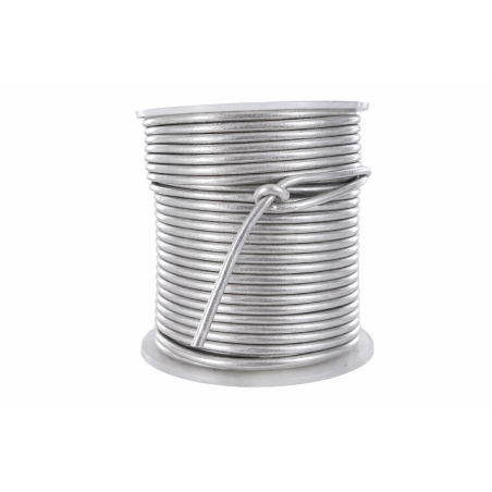 Lacet de cuir rond - Argent - accessoire ou bijou - Cuir en Stock