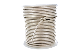 Lacet de cuir rond - Blanc nacré - accessoire ou bijou - Cuir en Stock