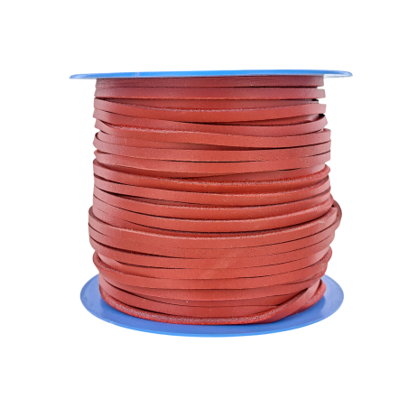 Lacet en cuir carré - 3.5mm - Rouge - Cuir en Stock