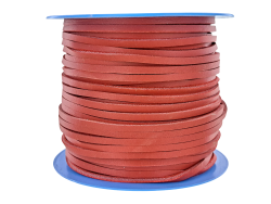 Lacet en cuir carré - 3.5mm - Rouge - Cuir en Stock