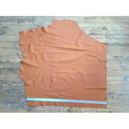 Demi-peau de cuir de vache grainée - Brun automnal - B - Cuir en stock