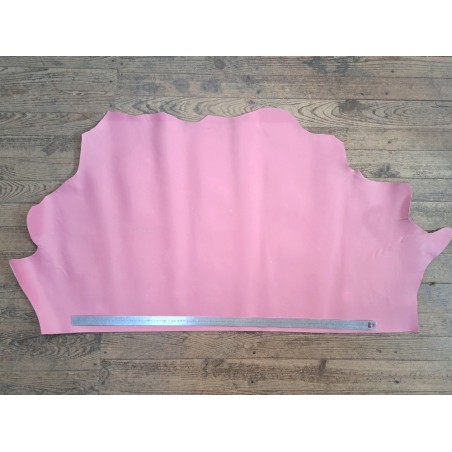 Demi-peau de cuir de vachette grainée - Rose - Cuir en Stock