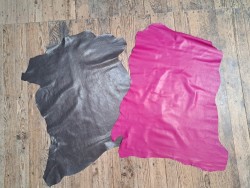 Lot de 2 peaux de cuir d'agneau et de chèvre - Bonnes affaires