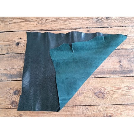 Morceau de collet de vache tannage semi végétal - Vert émeraude