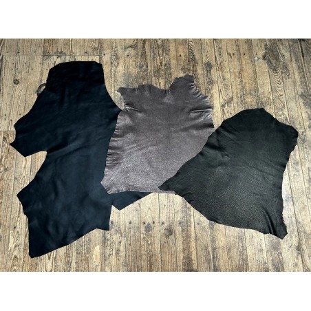 Lot mystère de 3 peaux de cuir – Camaïeu au choix - Cuir en Stock