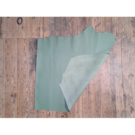 Demi-peau de cuir de veau petits grains ferme - Vert pastel -B