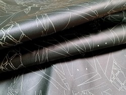 Demi peau de veau noir - graffiti - maroquinerie - Cuir en Stock