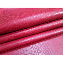 Demi peau de cuir de veau serpent - rouge - maroquinerie - Cuir en Stock