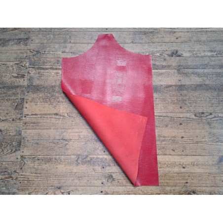 Morceau unique 82x59 - N°3 - Lézard - Framboise - Cuir en Stock