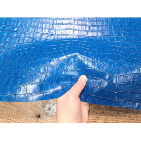 Morceau unique 82x59 - N°4 - Crocodile - Bleu royal - Cuir en Stock