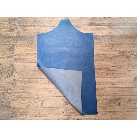 Morceau unique 82x59 - N°5 - Lézard - Bleu jeans - Cuir en Stock