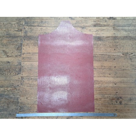 morceau rectangulaire 82x52 cm - caïman - rose balais - cuirenstock