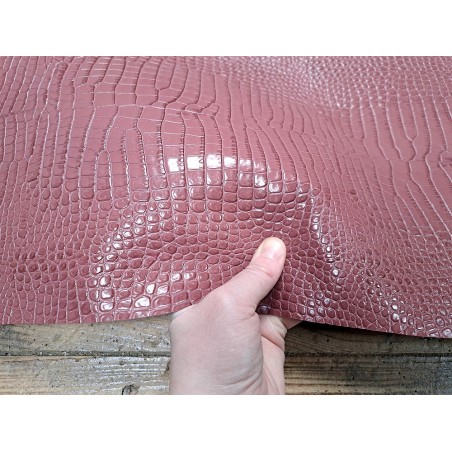 morceau rectangulaire 82x52 cm - caïman - rose balais - cuirenstock