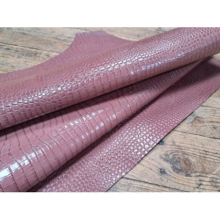 morceau rectangulaire 82x52 cm - caiman - rose balais - cuirenstock