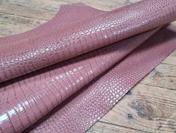 morceau rectangulaire 82x52 cm - caiman - rose balais - cuirenstock