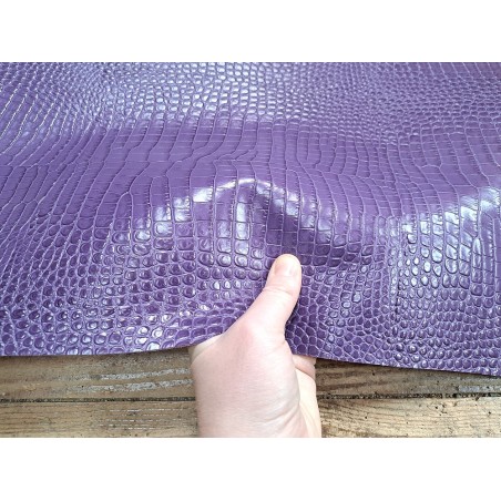 Morceau unique 82x59 - N°9 - Crocodile - Violet - Cuir en Stock