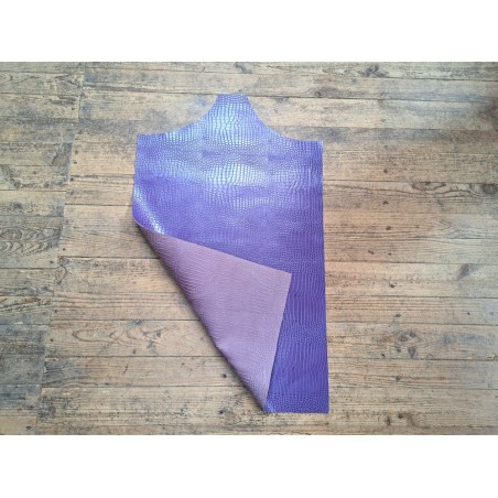 Morceau unique 82x59 - N°9 - Crocodile - Violet - Cuir en Stock