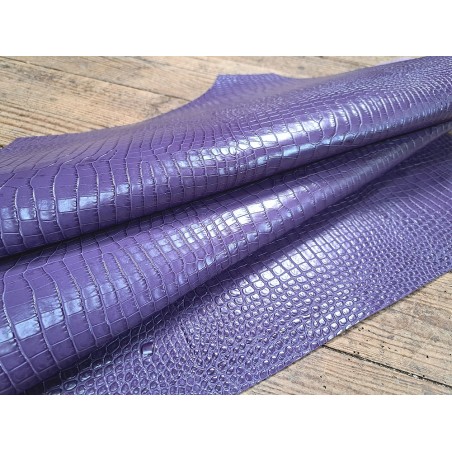morceau rectangulaire 82x52 cm - crocodile - violet - cuirenstock