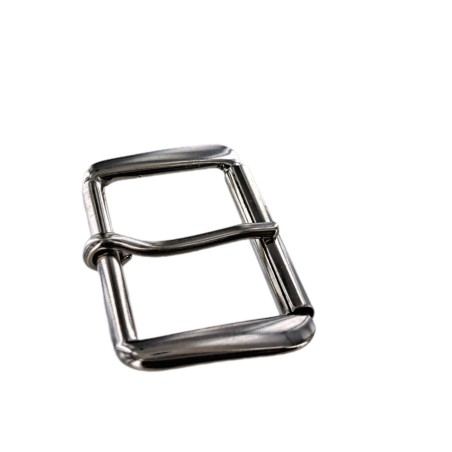 Boucle de ceinture rouleau trapèze - Nickelé - 40 mm - Cuir en Stock