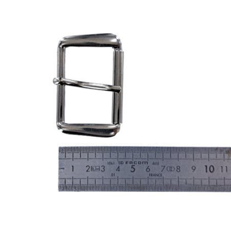 Boucle de ceinture rouleau trapèze - Nickelé - 40 mm - Cuir en Stock