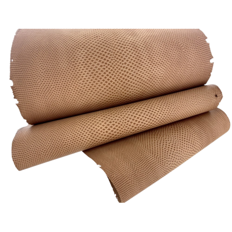 Peau de cuir de karung - Cuir exotique - serpent - Beige mat - Cuir en stock