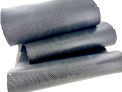 Peau de cuir de karung - Cuir exotique - serpent - Gris cendre mat - Cuir en stock