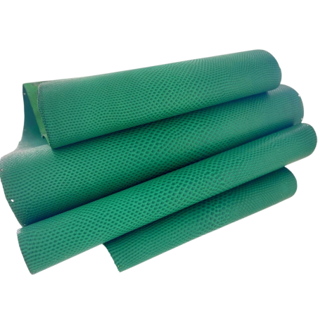 Peau de cuir de karung - Cuir exotique - serpent - Vert forêt mat - Cuir en stock