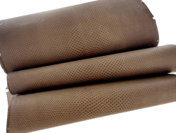Peau de cuir de karung - Cuir exotique - serpent - Brun café mat - Cuir en stock