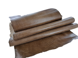 Peau de cuir de karung - Cuir exotique - serpent - Taupe - Cuir en stock