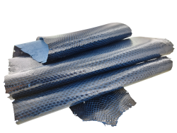 Peau de cuir de karung - Cuir exotique - serpent - Bleu marine - Cuirenstock