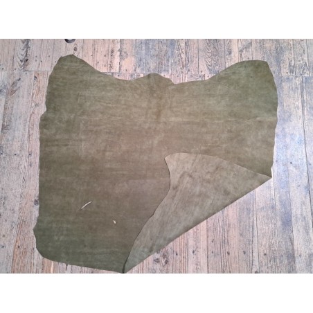 Peau de veau velours - VERT KAKI - Cuir en Stock