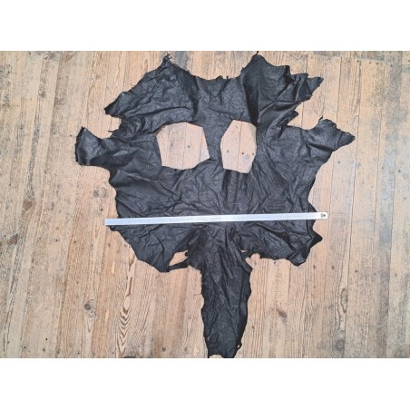 Peau de cuir d'autruche noir picots luxe - Cuir en stock