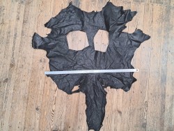 Peau de cuir d'autruche noir picots luxe - Cuir en stock