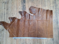 Demi-peau de cuir de vachette pullup ciré - Brun - B