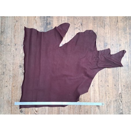 Demi peau de cuir de veau grain façon écorces - bordeaux - maroquinerie - cuirenstock